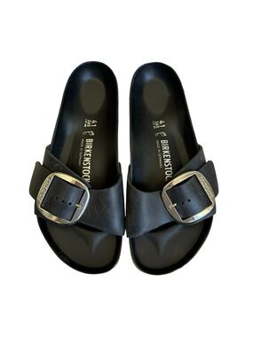 Birkenstock Madrid Big Buckle Oiled Leather Black Sandal Slides